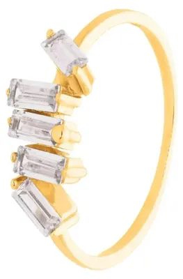 Produktbild von SuzanGold Goldring Damen Echtgold Kristall Baguette Ring aus 375 Gelbgold