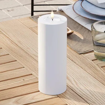 Produktbild von Deluxe Homeart LED Kerze Outdoor fernbedienbar 7,5x20 cm weiß