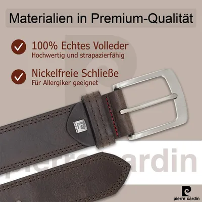 Produktbild von Pierre Cardin Herren Jeansgürtel Dunkelbraun 40 mm, Size:Bundweite 95 cm Gesamtlänge 110 cm W 37.4 L
