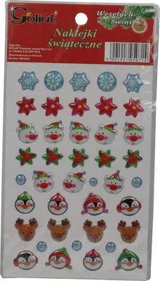 Obrázok produktu pre Mix samolepiacich nálepiek na okná: Hviezdy, snehové vločky, tučniaky, soby - 40 ks, veľkosť 10x19 cm