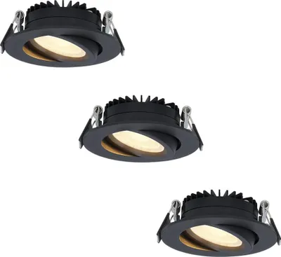 Produktbild von hoftronic LED Einbaustrahler 3x 6W 430lm 2700K Schwarz IP44 Schwenkbar Dimmbar
