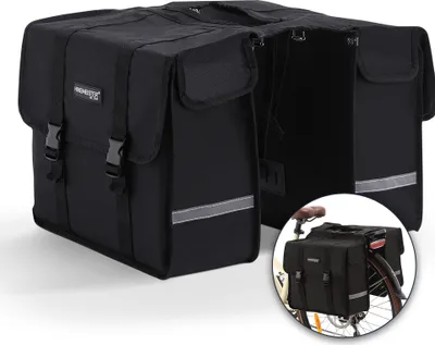 Image de HikeMeister® Sacoche de vélo double pour le porte-bagages - Sacoche double - Sacoche de porte-bagages étanche - Sacoche arrière- Résistante à l'eau - ROMA
