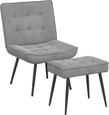 Produktbild von vidaXL Relaxsessel mit Hocker Hellgrau Samt