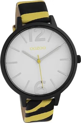 Produktbild von Oozoo Leder Damen Uhr Analog Quarzuhr Armband gelb schwarz Timepieces D2UOC10211