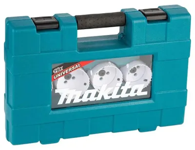 Produktbild von Makita D-63993, Set, Bohrer, Aluminium, Kunststoff, Stahl, Holz, Bimetallisch, Hochgeschwindigkeitsstahl (HSS), 3,8 cm, 16,19,22,25,32,35,37,44,51,57,64,68,76 mm