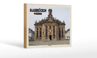 Produktbild von Holzschild Städte Saarbrücken Ludwigskirche Dekoration 18x12 cm
