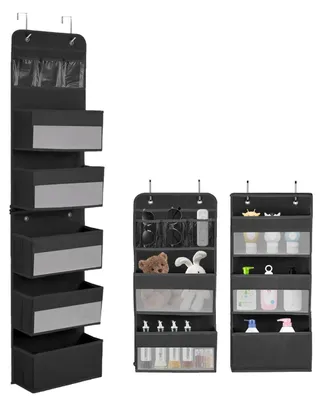 Zdjęcie produktu dla Omgoods - Wiszący organizer z 5 przegródkami i 4 haczykami, idealny do łazienki i garderoby