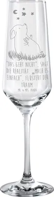 Produktbild von Mr. & Mrs. Panda Glas Schwein Glück - Transparent - Geschenk, Sektglas graviert, Glücksbringer, Sterne, Motivation, Ziele, Träume, Trinkglas, Champagnerglas, Sektflöte