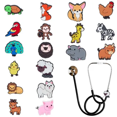 Productafbeelding van Stethoscoop-sleutelhanger - 18 verschillende dierenmotieven - Identificatietag voor artsen en verpleegkundigen