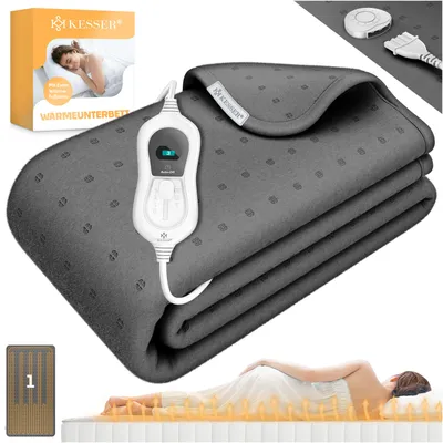 Image de KESSER® Sous-lit chauffant avec arrêt automatique Télécommande | Couverture chauffante avec 3 niveaux de température | Sous-lit chauffant pour le lit Chauffe-matelas | Couverture chauffante en non-tissé doux Coussin chauffant