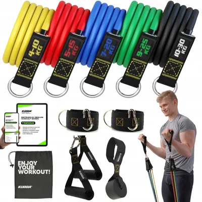 Obrázek produktu pro KUDDA Sada odporových gum do 100 kg s příslušenstvím