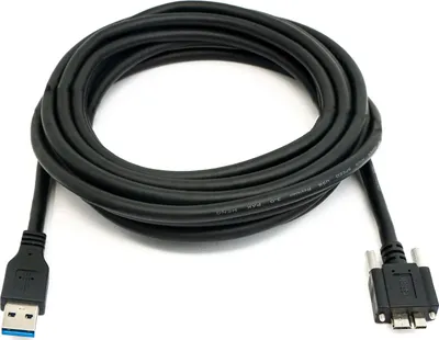 Produktbild von SYSTEM-S USB 3.0 Kabel 5 m Micro B Stecker zu Typ A Stecker Schraube in Schwarz