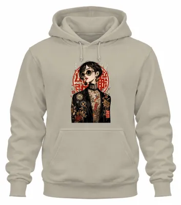 Produktbild von Yakuza Girl Tattoo Anime Streetwear Japan Y2K Manga Tokyo Hoodie Kapuzenpullover, Natur, XXL