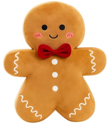 Zdjęcie produktu dla Poduszka "Lebkuchenmann" (piernikowy ludzik), 17 cm, pluszowa, świąteczna, dekoracyjna, idealna jako prezent