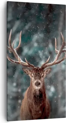 Produktbild von Bild auf Leinwand - Leinwandbild - Einteilig - Hirsch Hirsch Winter - 55x100cm - Wand Bild - Wanddeko - Wandbilder - Leinwanddruck - Bilder - Wanddekoration - Leinwand bilder - PA55x100-4998
