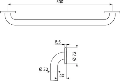 Immagine prodotto di Maniglione Delabie Basic D32 L500mm Edst. sat.