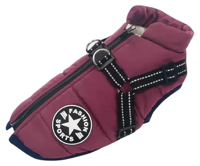 Immagine prodotto di Giacca per cani, gilet invernale con imbracatura, colore viola, taglia S