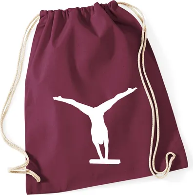 Produktbild von Huuraa Turnbeutel Schwebebalken Turnen 12 Liter Burgundy Baumwolle Rucksack Geschenkidee