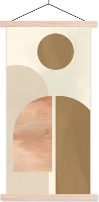 Produktbild von MuchoWow® Textilposter Rosa - Braun - Design 60x120 cm mit holzfarbenen Rahmen - Holz