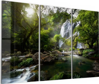 Produktbild von DEQORI Glasbild Echtglas 3x50x100 cm 'Verborgenes Wasserwunder' Wandbilder XXL groß