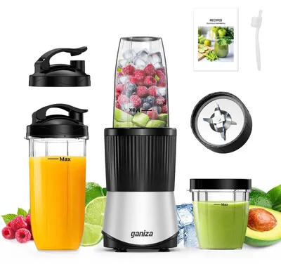 Mini-Blender 900 W, 25.000 U/min, 3 Tritan-Becher, silber/schwarz