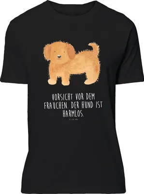 Produktbild von Mr. & Mrs. Panda S T-Shirt Hund Flauschig - Schwarz - Geschenk, Hundemama, oberteil, Shirt, mit Aufdruck, Hunde, Sprüche, Witzig, Tshirt, Niedlich