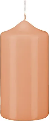 Produktbild von Stumpen Kerzen Lachs 6 x Ø 4 cm, 12 Stück getauchte Stumpenkerzen mit Spitzkopf in RAL Qualität