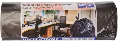 Obrázek produktu pro Pytle na odpadky kancelářské - 240 litrů - 10 ks - Trhuvzdorné LDPE - Černé