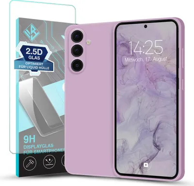 Produktbild von Hülle für Samsung Galaxy A36 5G mit 9H Displayglas Displayschutz Plus Case Cover Bumper Silikon Softgrip Schutzhülle Farbe: Lila