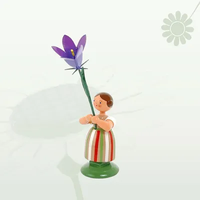 Produktbild von Miniaturfigur Blumenmädchen mit Wiesenglockenblume Höhe 12cm