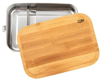 Produktbild von CJH Edelstahl Lunch Box XL, Bambus-Deckel, Fachteiler ART000070