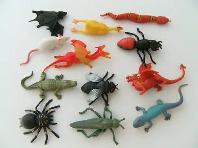 Produktbild von Stretchtiere 12er Set ca 6,5-13cm Gummitiere Spielzeug Spieltiere Maus Drache Schlange Fledermaus Krokodil