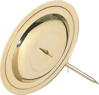 Produktbild von 4 Adventskranzteller für Ø bis 7 cm Kerzen, Außen Ø 10 cm Gold poliert, abschraubbarer Dorn