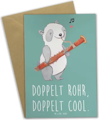 Produktbild von Mr. & Mrs. Panda Grußkarte Fagott Doppelt Cool - Meeresbrise - Geschenk, vatertagskarte, doppeltes Rohrblatt, Musiker, Musik, osterkarten, Lernen, Orchester, Instrument
