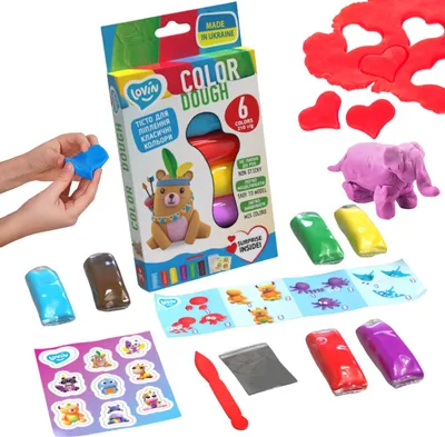 Produktbild von Set mit 6 Farben Schaumstoffknete und Zubehör