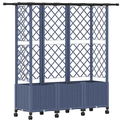 Image de Jardinière surélevée vidaXL avec treillis et toit, gris, 163,5 x 40 x 142 cm, PP