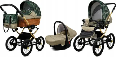 Produktbild von Babylux® Classic Gold | 3in1 Kinderwagen Set | Fern Leaf | Kombikinderwagen | Kinderwagenset | B