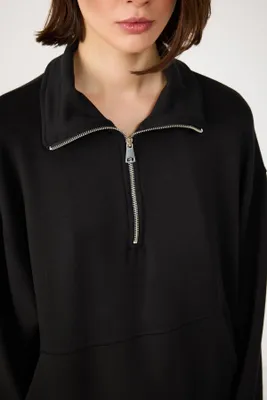 Produktbild von Sweatshirt mit halbem Reißverschluss, Black, S