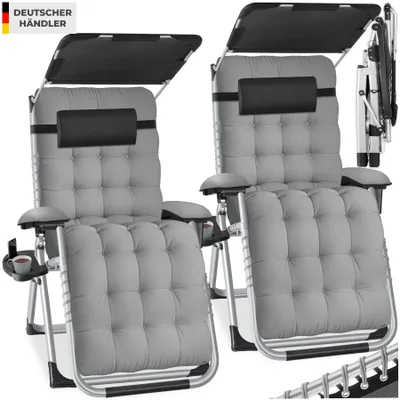 Produktbild von tectake® Sonnenliege Cloud II klappbar, flexible Rückenlehne und Fußablage mit Ablagetisch und Stautasche