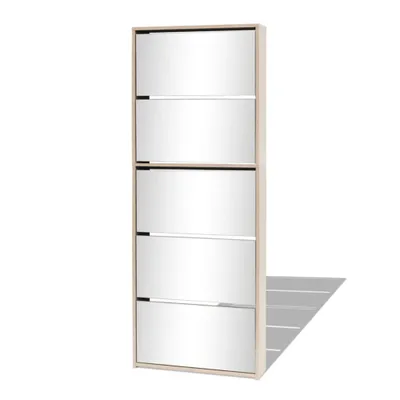 Immagine prodotto di vidaXL Scarpiera con 5 scomparti a specchio in rovere 63×17×169,5 cm