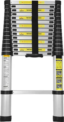 Produktbild von TolleTour Teleskopleiter Ausziehleiter Klappleiter Stabil Aluminium Stehleiter bis 150kg 4,4m Silber ohne haken