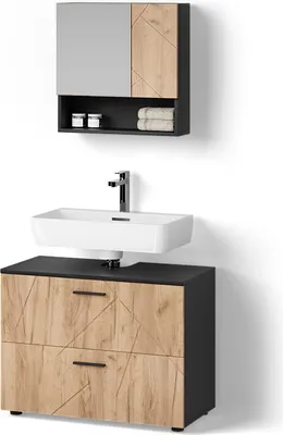 Produktbild von Badmöbel-Set Livinity Ronco Goldkraft Eiche/Anthrazit 2 Teile, Model 52697