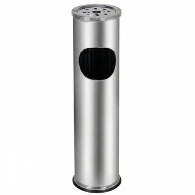 Produktbild von CAMPALO Standaschenbecher für draußen Restaurant Hotel Mülleimer mit Aschenbecher Abfalleimer mit Inneneimer 58 cm Silber Aschenbecher für draußen
