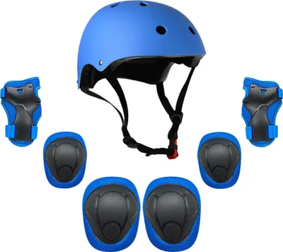 Produktbild von Skateboard Helm Kinder, 7 in 1 Protektorenset Kinder mit Knieschoner, Ellenbogenschoner und Handgelenkschoner für Inlineskates, Skateboard, Hoverboard, Fahrrad, BMX-Fahrrad