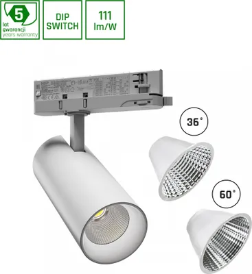 Productafbeelding van ANDROMEDA LED schijnwerper voor rails, 3-fasen, 15-27W, 36/60°, warmwit, wit