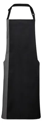 Produktbild von Premier Workwear PR162 | Contrast Bib Apron - 72 x 86 cm - Waschbar bis 60 °C - Farbe: Black/Dark Grey (ca. Pantone 431) - Größe: 72 x 86 cm