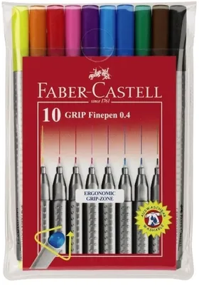 Produktbild von Fineliner Finepen Grip 0,4 mm farbig sortiert 10 Stück im Etui Packung mit 10 Stück