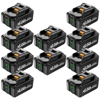 Zdjęcie produktu dla Akumulator litowo-jonowy 18V - akumulator zamienny BL1830/BL1860 - 8000mAh, 8,0Ah, duża pojemność - do elektronarzędzi 18V - zestaw 10 sztuk