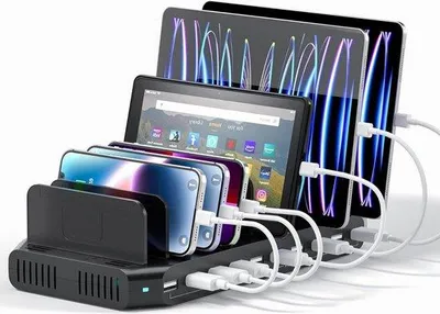 Zdjęcie produktu dla 10-portowa stacja ładująca USB do smartfonów i tabletów, czarna – wymaga treści HTML