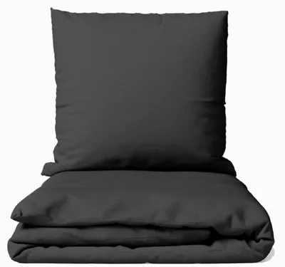 Produktbild von Bettwäsche Set Baumwolle Anthrazit Renforce 135x200 cm 100% Baumwolle mit Reißverschluss Uni